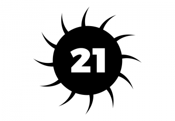 The number 21 with stylised spikes, representing NEM distributed ledger technology