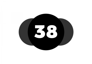 A circle with the number 38 in front of two translucent circles, representing the three Bitcoins